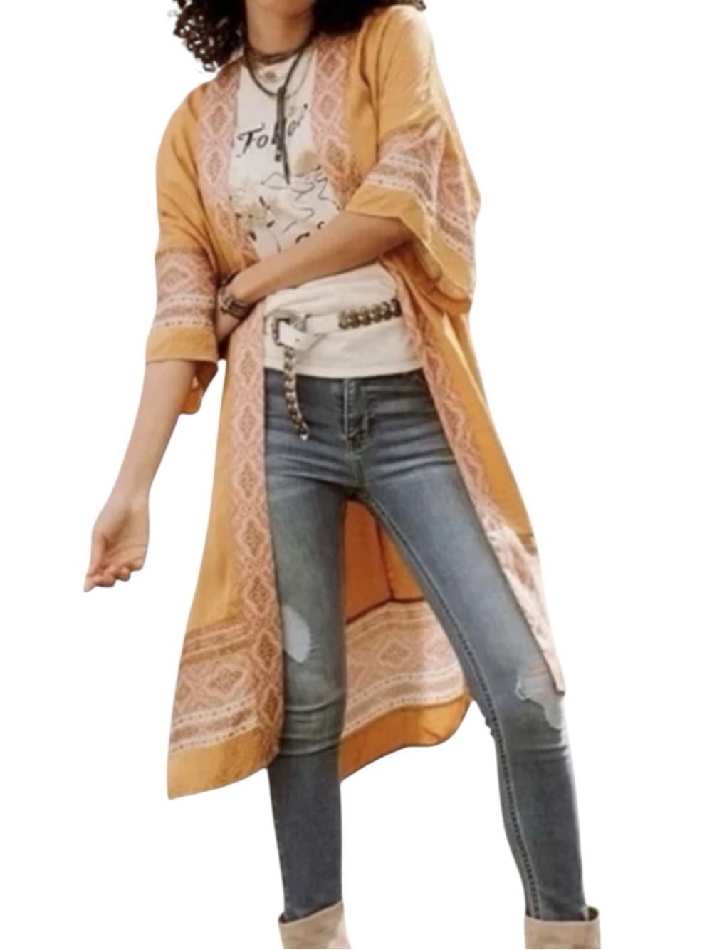 Matilda Jane Good Hart Tinsley Gold Floral Kimono Size M/L